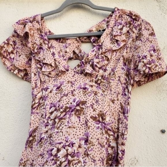 BY TiMo Ruffle Trimmed, Midi-Style Wrap Dress w/ Open Back in Pink NWOT/sz L - Picture 5 of 16